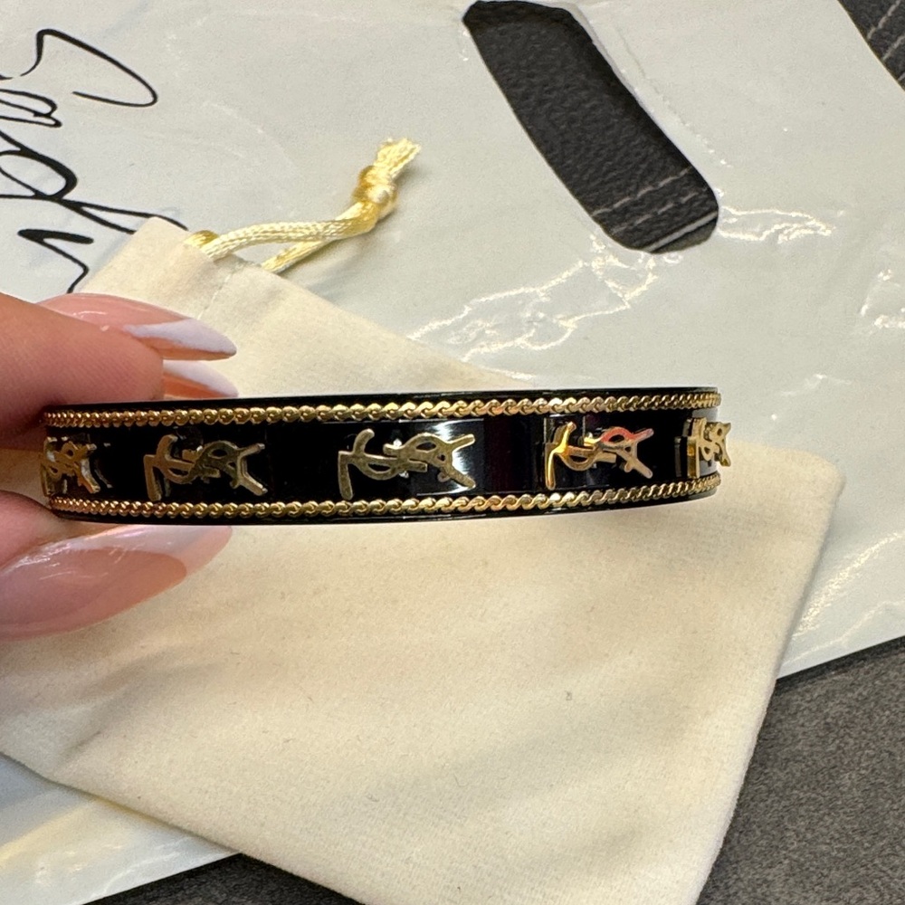 Black and Gold Bangle Bracelet